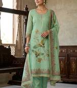 Green color smart and elegant lilen cotton salwar kameez
