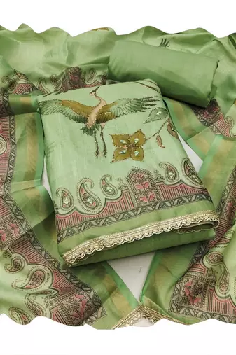 Green color smart and elegant lilen cotton salwar kameez