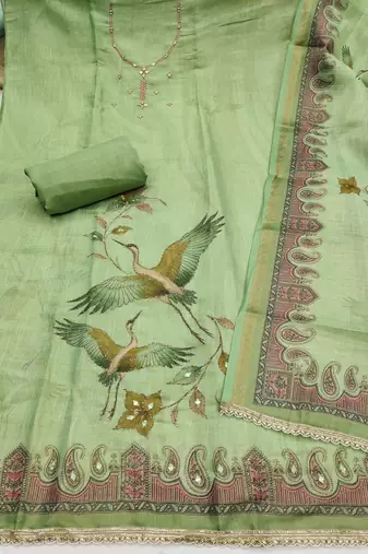 Green color smart and elegant lilen cotton salwar kameez