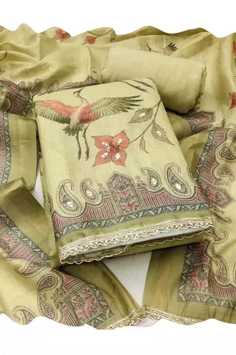 Beige color smart and elegant lilen cotton salwar kameez