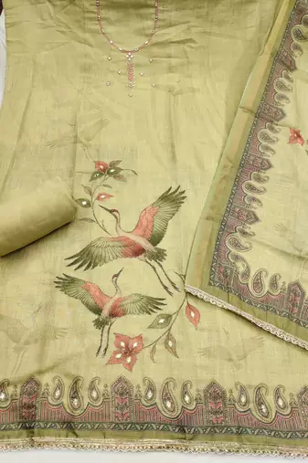 Beige color smart and elegant lilen cotton salwar kameez