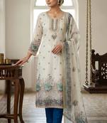 Off white color smart and elegant lilen cotton salwar kameez
