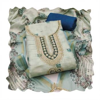 Off white color smart and elegant lilen cotton salwar kameez 2