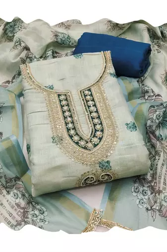 Off white color smart and elegant lilen cotton salwar kameez
