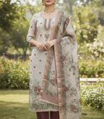 Off white color smart and elegant lilen cotton salwar kameez