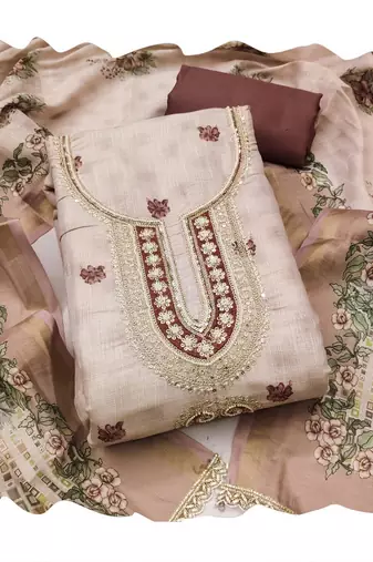 Off white color smart and elegant lilen cotton salwar kameez