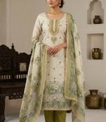 Off white color smart and elegant lilen cotton salwar kameez