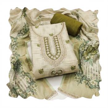 Off white color smart and elegant lilen cotton salwar kameez 2