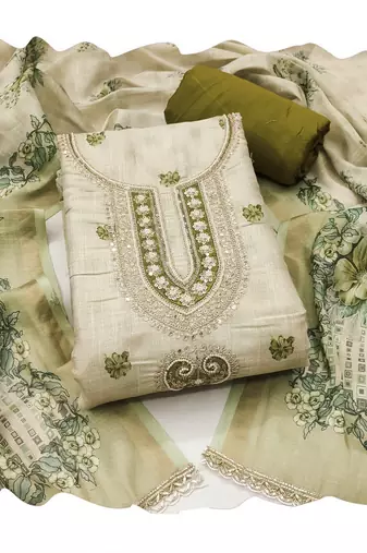 Off white color smart and elegant lilen cotton salwar kameez