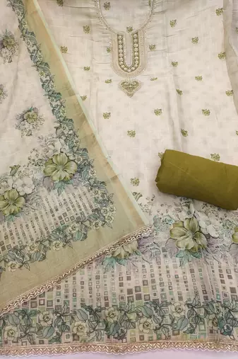 Off white color smart and elegant lilen cotton salwar kameez