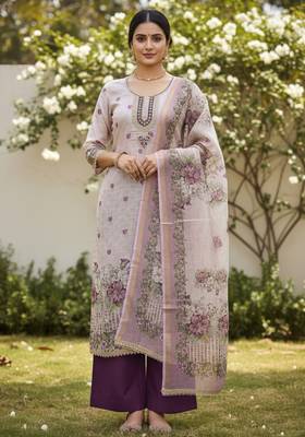 Off white color smart and elegant lilen cotton salwar kameez 1