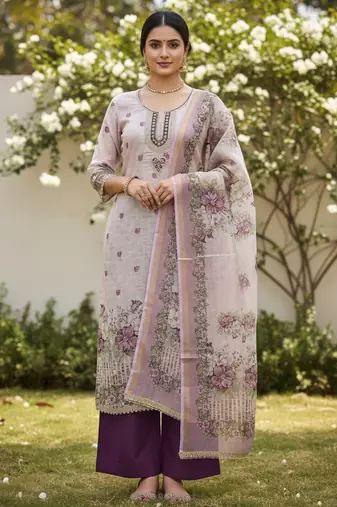 Off white color smart and elegant lilen cotton salwar kameez