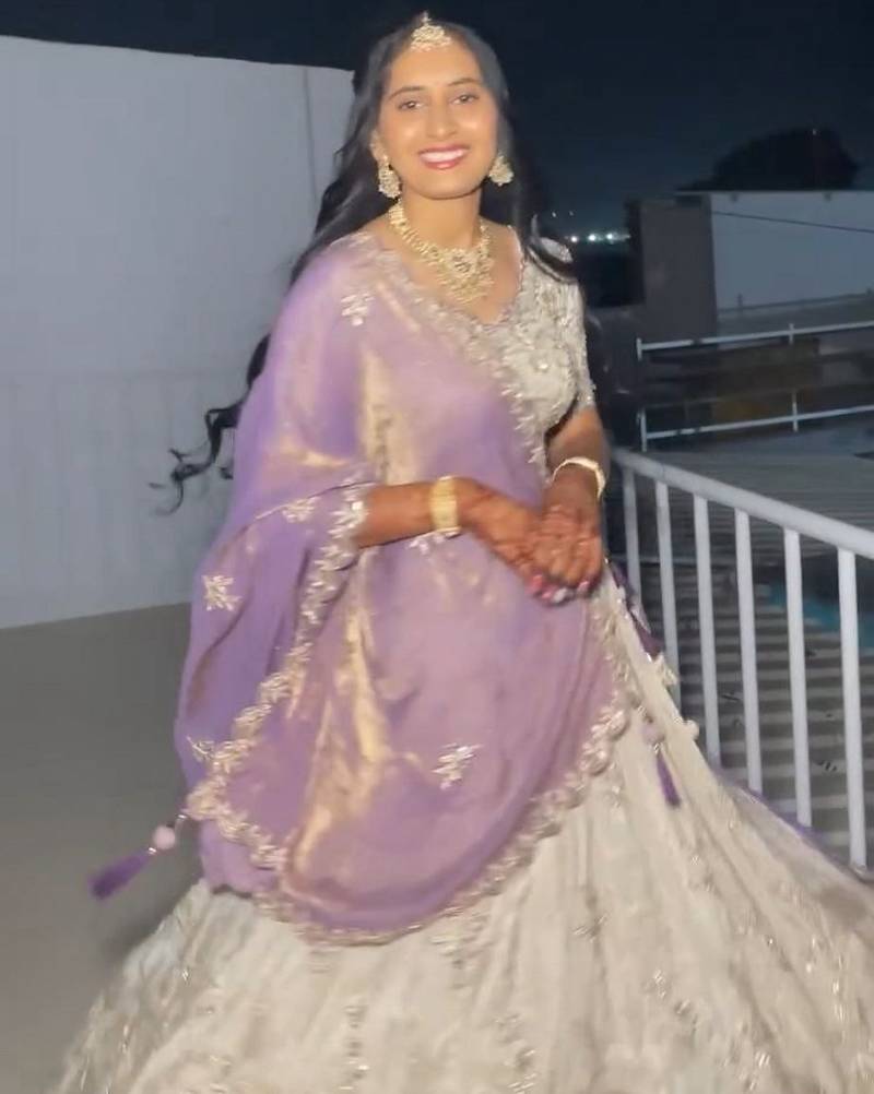 White Color Embroidery Thread and Sequence Work Chinon Silk Lahenga Choli Set