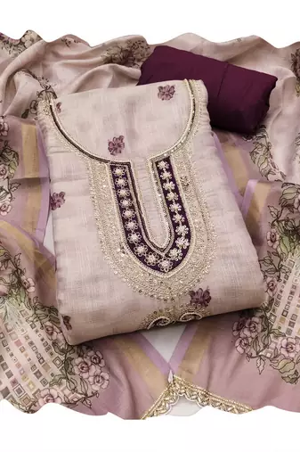 Off white color smart and elegant lilen cotton salwar kameez