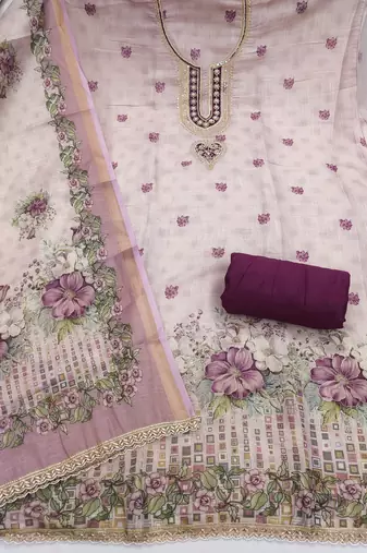 Off white color smart and elegant lilen cotton salwar kameez