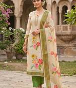 Off white color smart and elegant lilen cotton salwar kameez