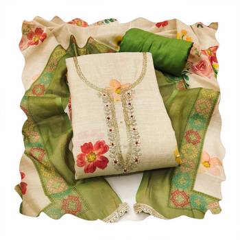Off white color smart and elegant lilen cotton salwar kameez 2