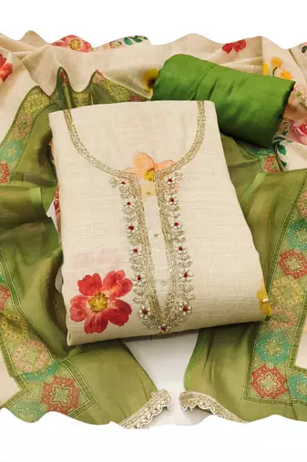 Off white color smart and elegant lilen cotton salwar kameez