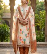 Off white color smart and elegant lilen cotton salwar kameez