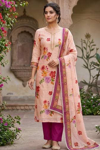 Off white color smart and elegant lilen cotton salwar kameez