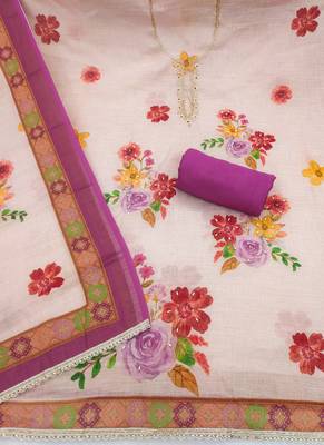 Off white color smart and elegant lilen cotton salwar kameez 3