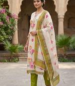 Off white color smart and elegant lilen cotton salwar kameez
