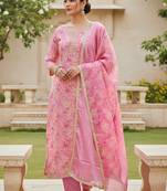 Pink color beautiful printed designer modal silk salwar suit