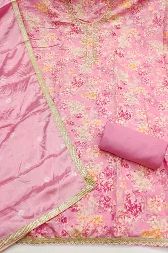 Pink color beautiful printed designer modal silk salwar suit