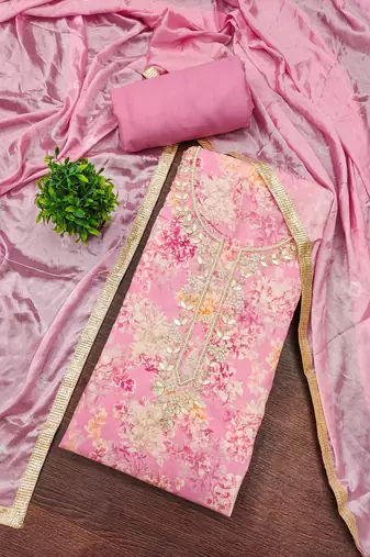 Pink color beautiful printed designer modal silk salwar suit