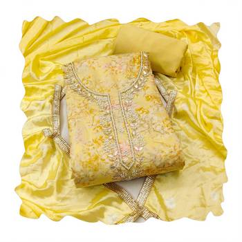 Yellow color beautiful printed designer modal silk salwar suit 4