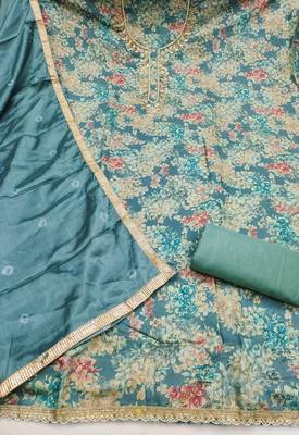 Blue color beautiful printed designer modal silk salwar suit 2