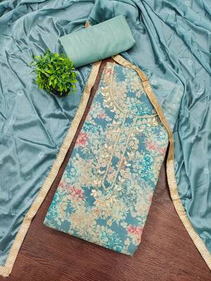 Blue color beautiful printed designer modal silk salwar suit 3