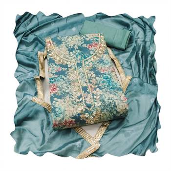 Blue color beautiful printed designer modal silk salwar suit 4