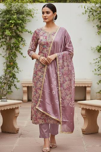 Purple color beautiful printed designer modal silk salwar suit