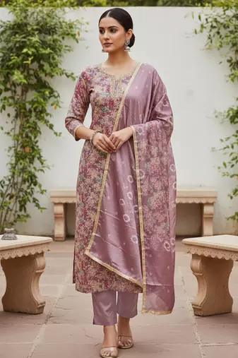 Purple color beautiful printed designer modal silk salwar suit