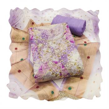 Lavender color beautiful printed designer modal silk salwar suit 4