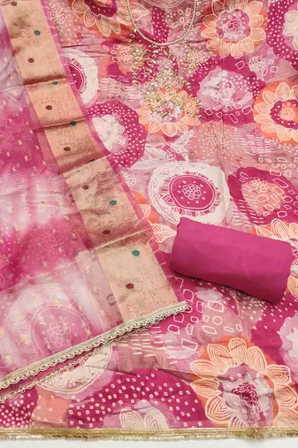 Pink color beautiful printed designer modal silk salwar suit