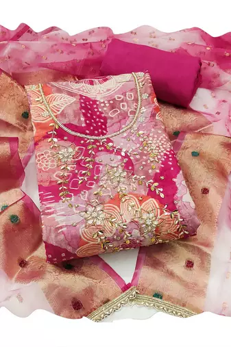 Pink color beautiful printed designer modal silk salwar suit