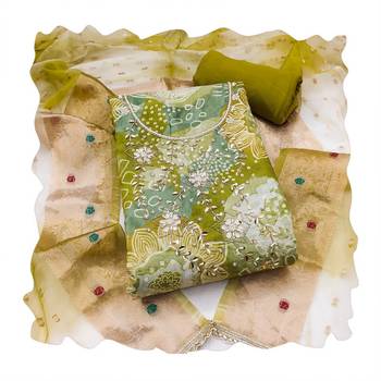 Green color beautiful printed designer modal silk salwar suit 4