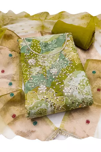 Green color beautiful printed designer modal silk salwar suit