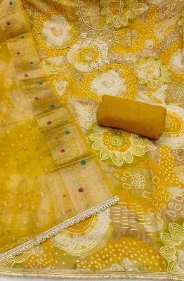Yellow color beautiful printed designer modal silk salwar suit 2