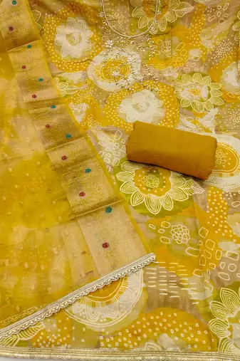 Yellow color beautiful printed designer modal silk salwar suit