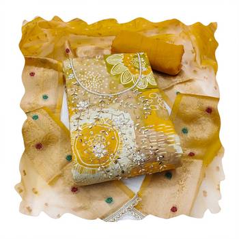 Yellow color beautiful printed designer modal silk salwar suit 4