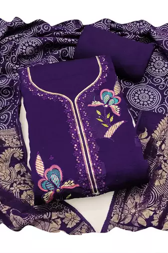 Purple color viscose georgette designer printed ethnic salwar kameez