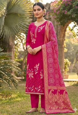 Pink color viscose georgette designer printed ethnic salwar kameez 1