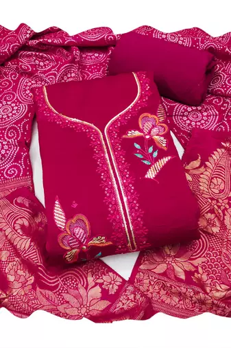 Pink color viscose georgette designer printed ethnic salwar kameez