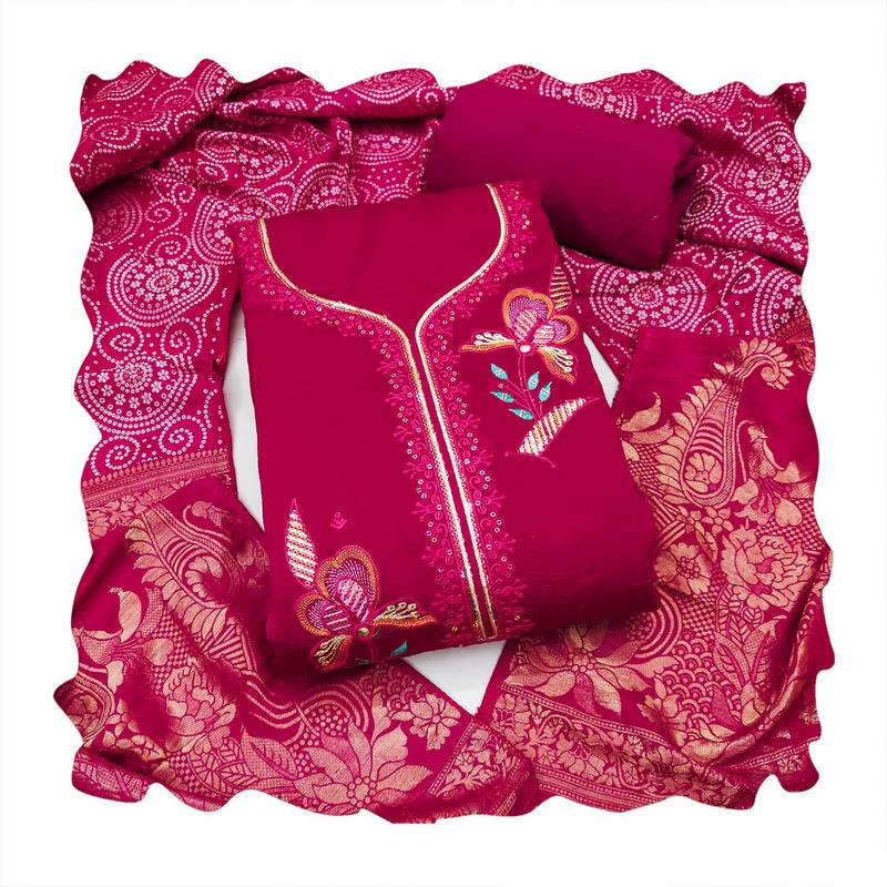 Pink color viscose georgette designer printed ethnic salwar kameez