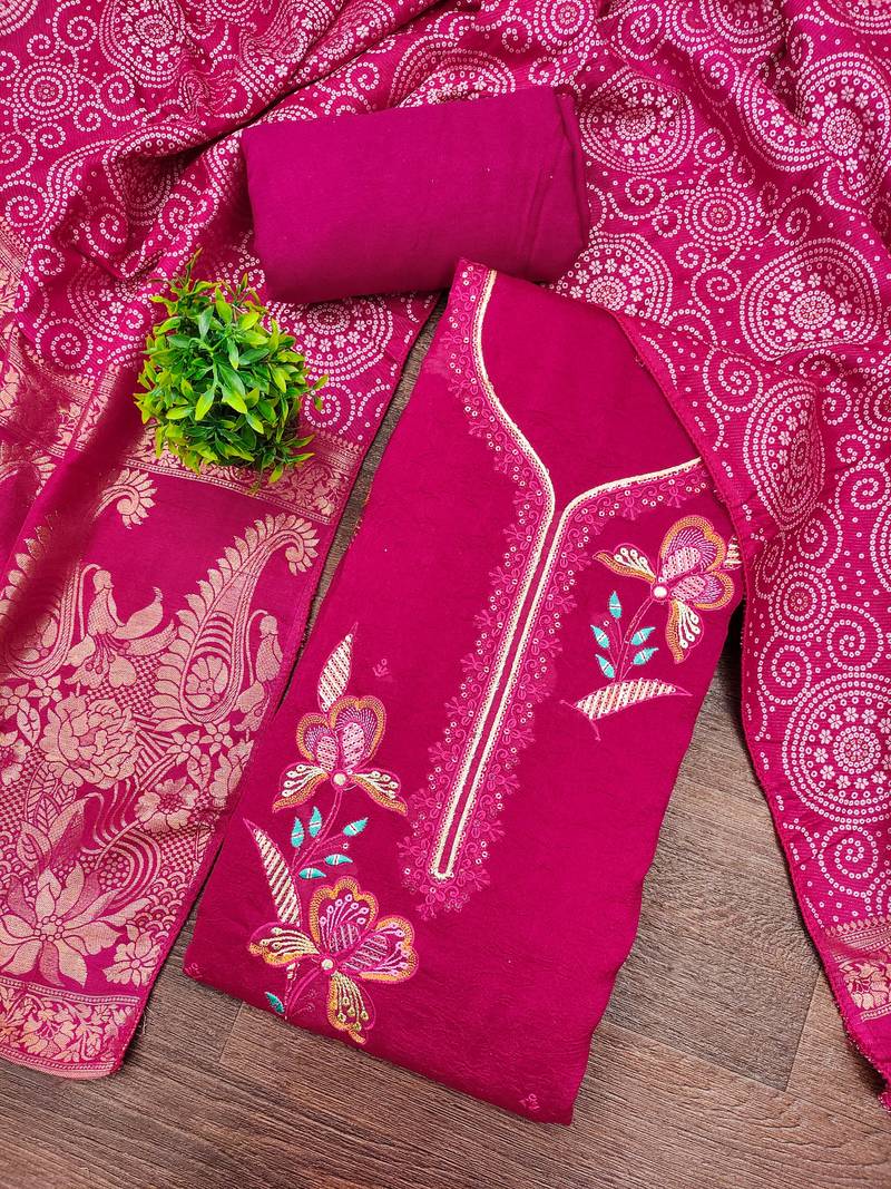 Pink color viscose georgette designer printed ethnic salwar kameez