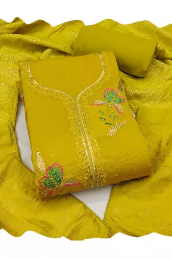 Yellow color viscose georgette designer printed ethnic salwar kameez