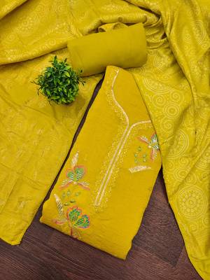 Yellow color viscose georgette designer printed ethnic salwar kameez 3